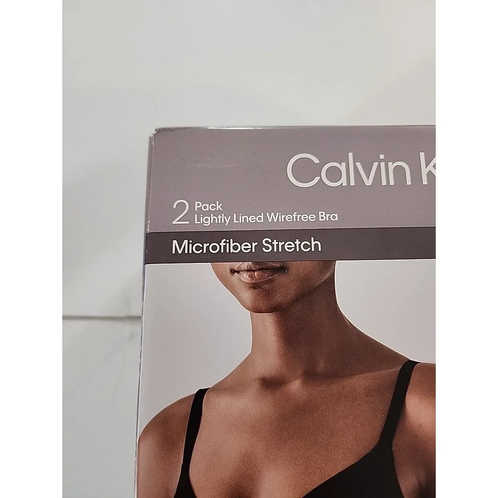 Calvin Klein Women's 2-Pack Lightly Lined Wirefree Bra Set Size XL - Black/Tan - Picture 2 of 6